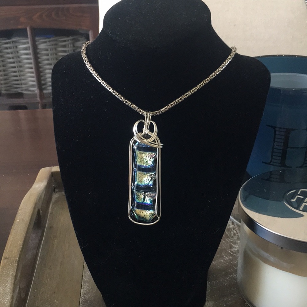 Black and multi colored glass pendant